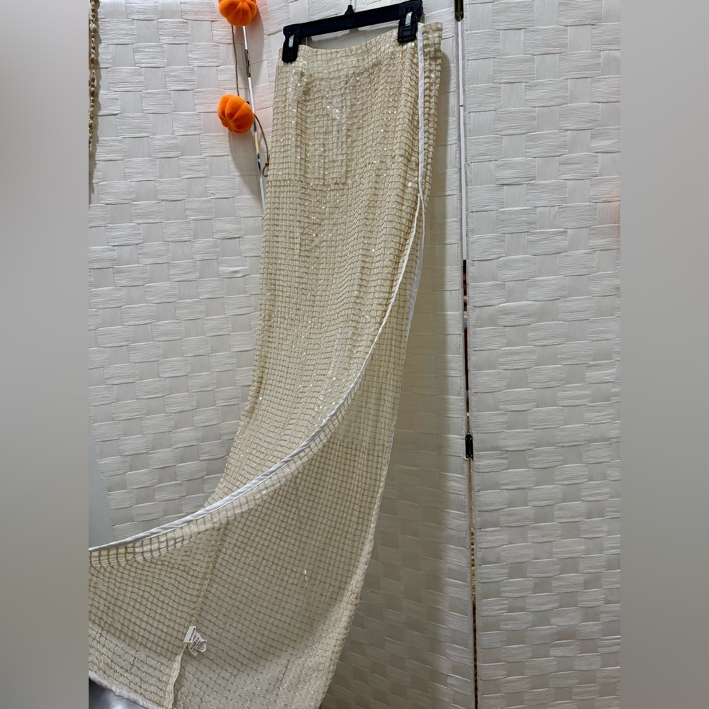 Prettylittlething Gold Sequin High Split Maxi Ski… - image 2